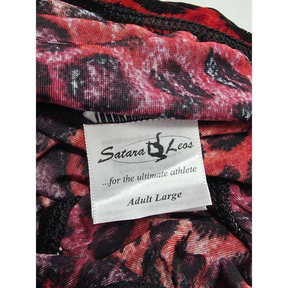 Satara VTG Leopard Print Split Keyhole Velvet Dance Leotard Bodysuit AL Adult L - Picture 15 of 16